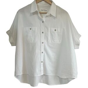 Denim Forum boxy fit button down short sleeve shirt size M excellent condition